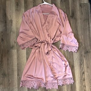 Womens silk robe, lilac